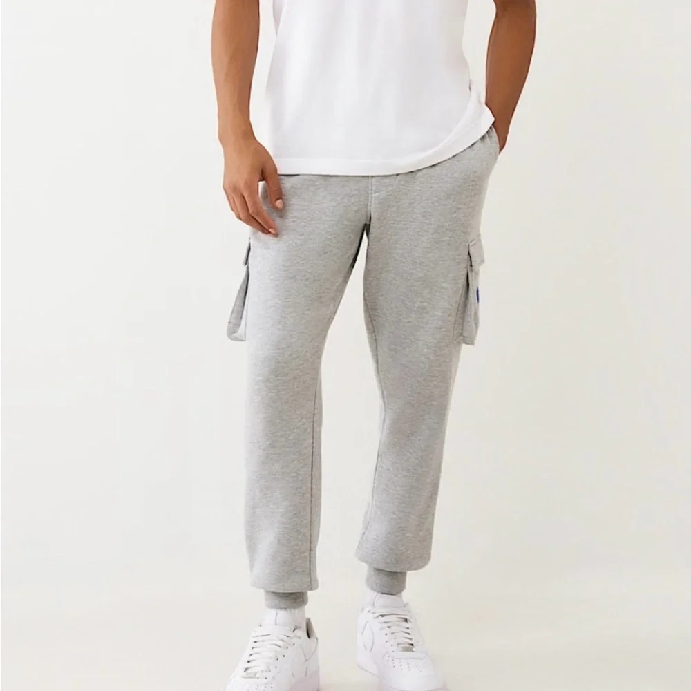 NWT True Religion Gray Joggers with Blue Logo